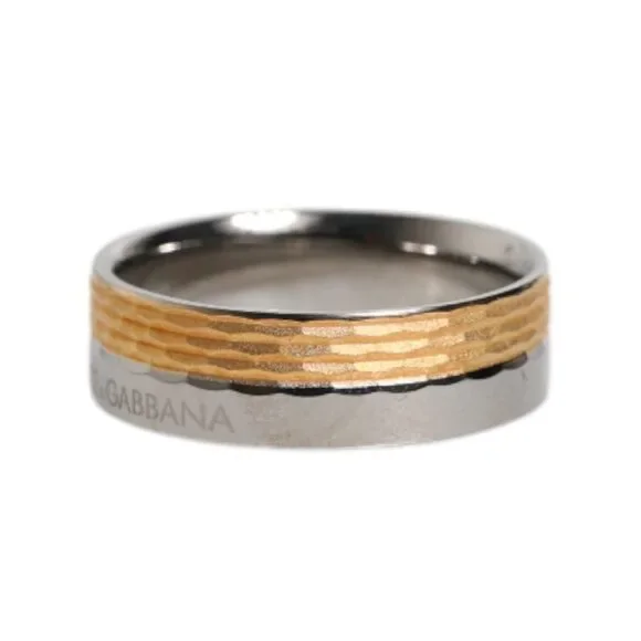 Dolce & Gabbana Gold Silver Tone Real Brass DG Logo Ring Mens Ring